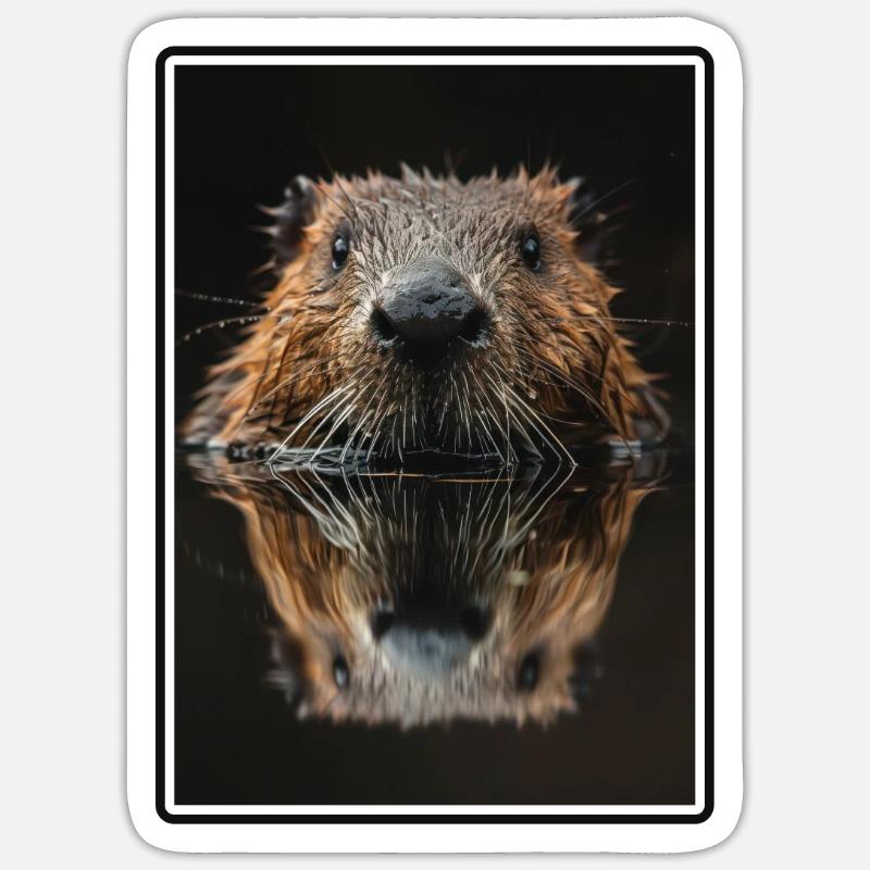 Beaver Biber - Sticker taille S (10 x 10 cm) - blanc mat