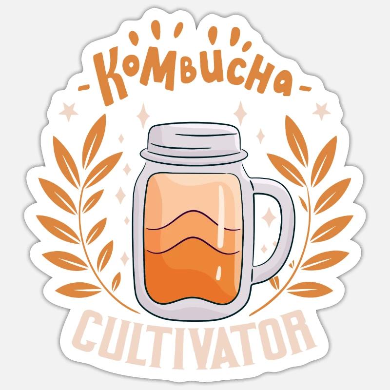 Propulsé par le champignon Kombucha - Sticker taille S (10 x 10 cm) - blanc mat