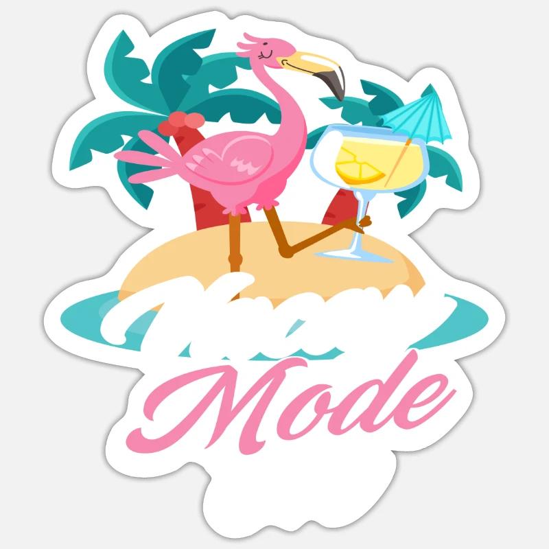 Mode vacances Flamingo activé Sticker taille S (10 x 10 cm)