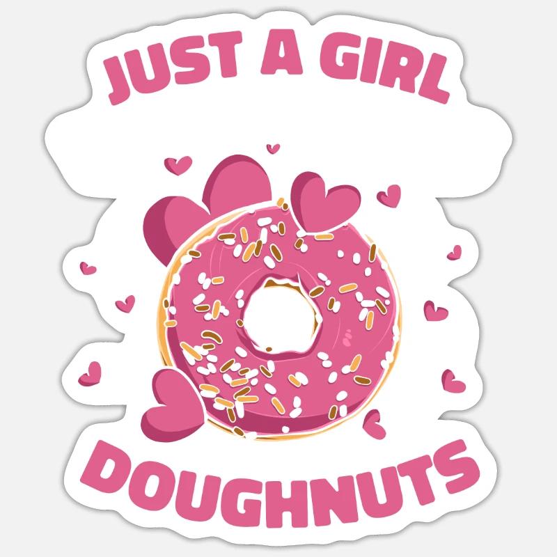 Mädchen, Das Donuts liebt Donuts Maker Glasiert Sticker Größe S (10 x 10 cm)