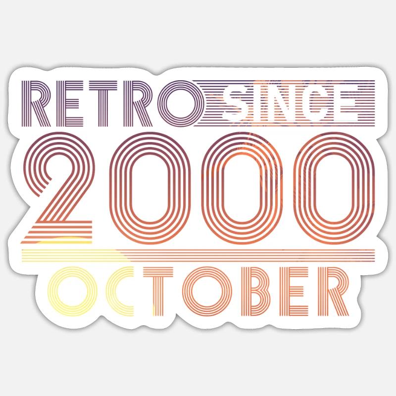 Retro Geburtstag October 2000 - Sunset line Sticker Größe S (10 x 10 cm)