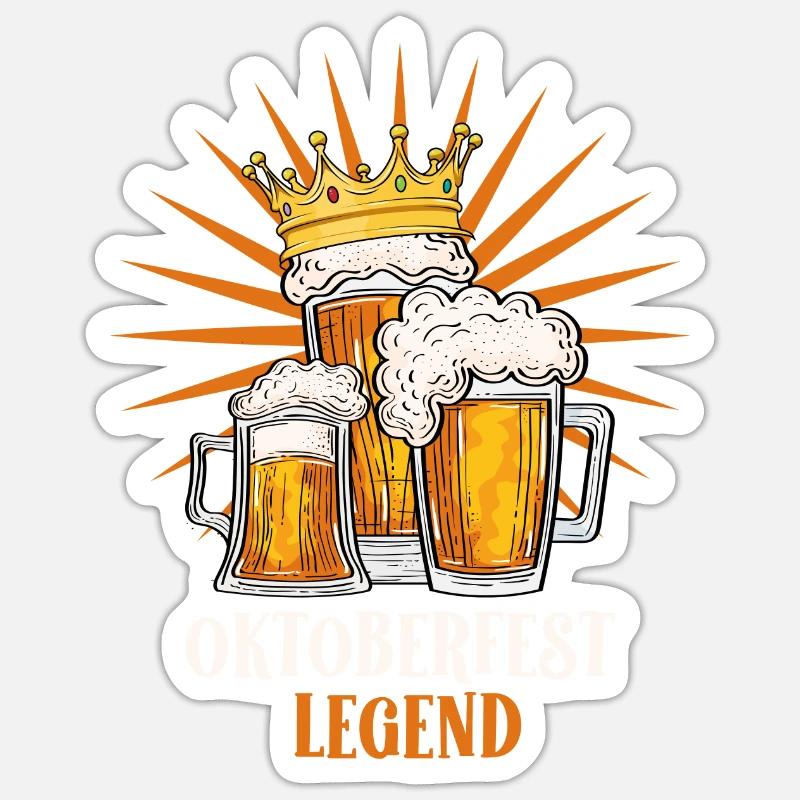 King Legend Buveur de bière - Sticker taille S (10 x 10 cm) - blanc mat