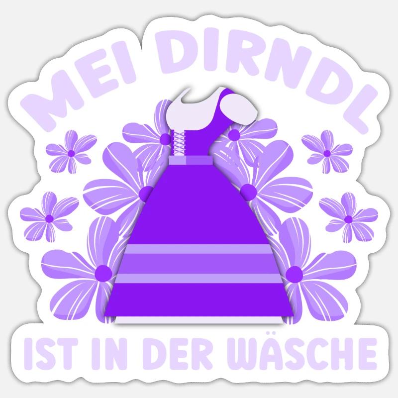 Dirndl Münchner Volksfest MEI DIRNDL IST IN DER - Sticker Größe S (10 x 10 cm) - Mattweiß
