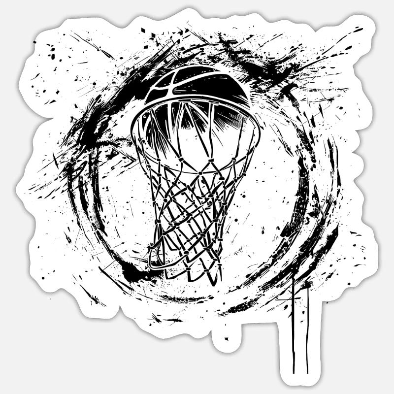 Graffiti de panier de basket - Sticker taille S (10 x 10 cm) - blanc mat