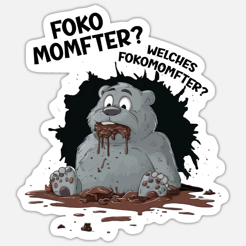 Fokomomfter Schokolade Schokoladenmonster Comic - Sticker Größe S (10 x 10 cm) - Mattweiß