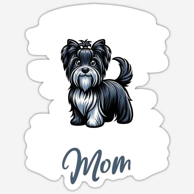 Skye Terrier Maman - Sticker taille S (10 x 10 cm) - blanc mat