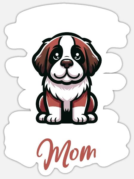 Bernhardiner Mama - Sticker Größe S (10 x 10 cm) - Mattweiß