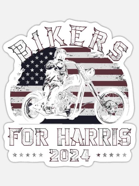Bikers For Harris Kamala 2024 - Sticker Größe S (10 x 10 cm) - Mattweiß