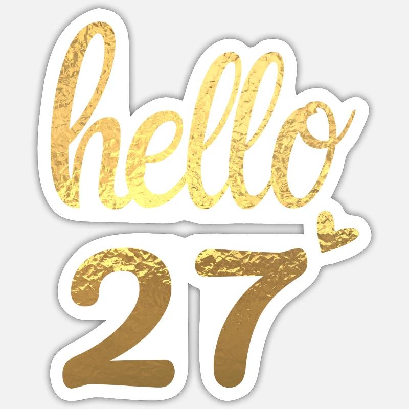 Hello 27 doré - Sticker taille S (10 x 10 cm) - blanc mat