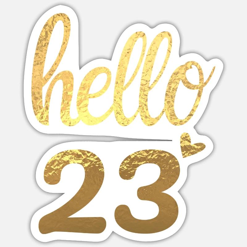 Hello 23 Gold - Sticker size S (10 x 10 cm) - white matte