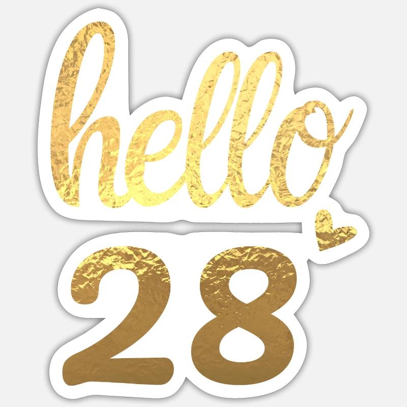 Hello 28 gold - Sticker size S (10 x 10 cm) - white matte