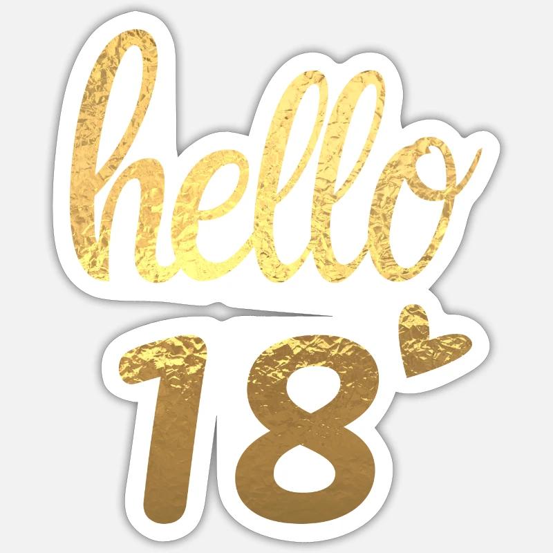 Hello 18 doré Sticker taille S (10 x 10 cm)