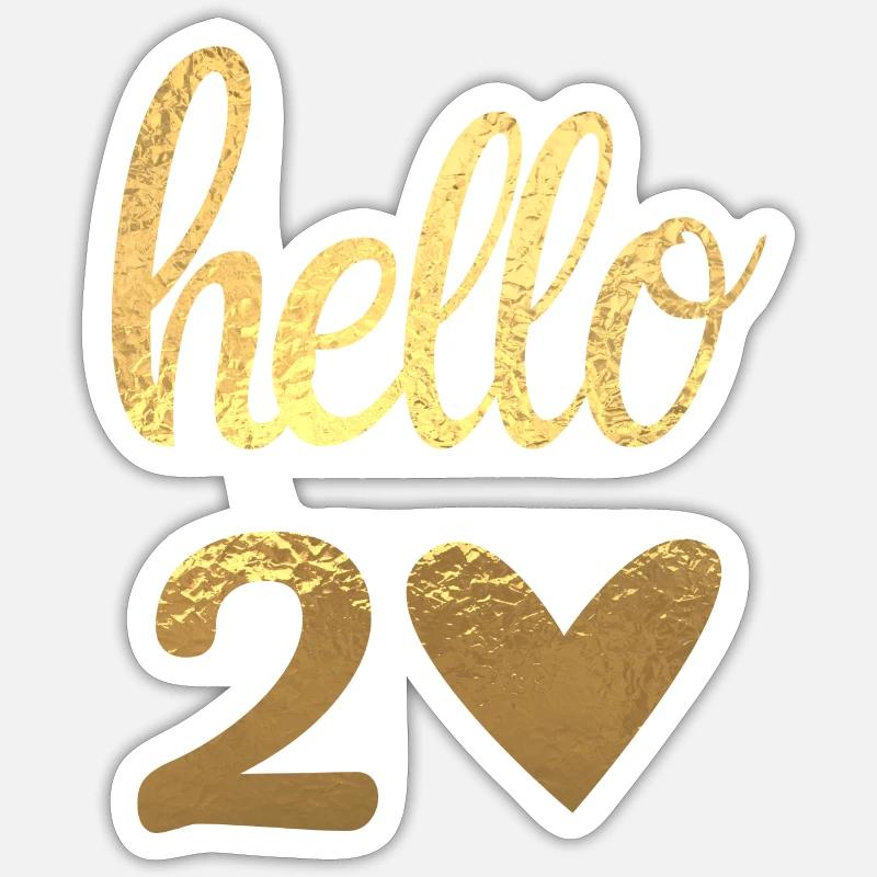 Hello 20 gold - Sticker size S (10 x 10 cm) - white matte