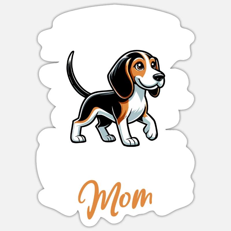 Treeing Walker Coonhound Maman - Sticker taille S (10 x 10 cm) - blanc mat