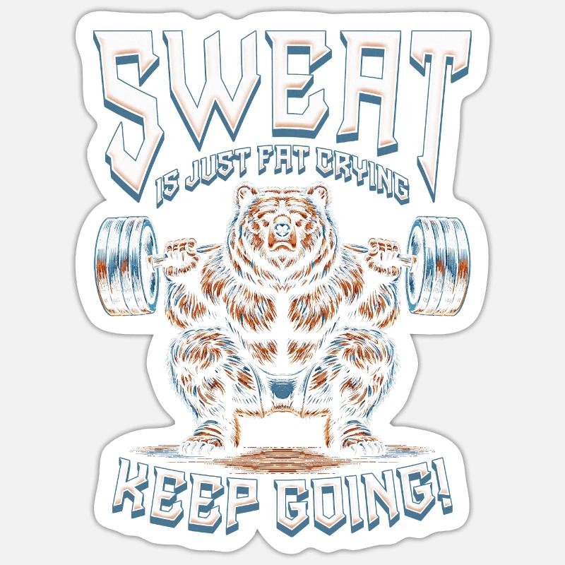 Beintraining Bodybuilder Sweat Is Just fat Crying - Sticker Größe S (10 x 10 cm) - Mattweiß
