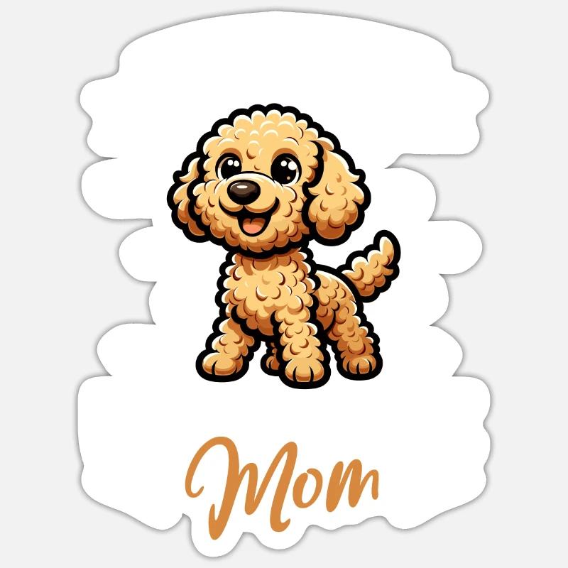 Maman Labradoodle - Sticker taille S (10 x 10 cm) - blanc mat