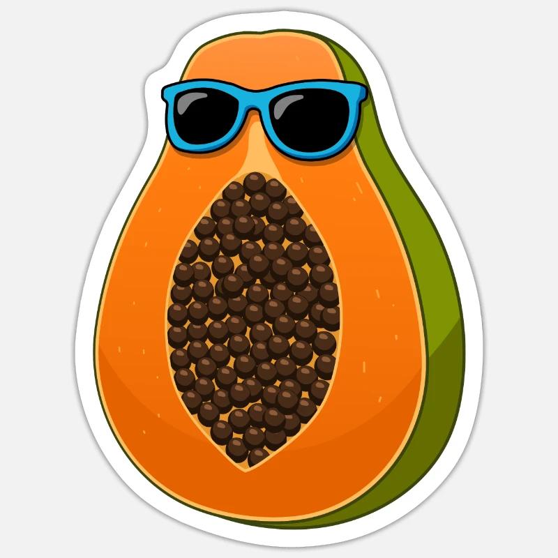 Fruits exotiques Vitamines Cool Papaya - Sticker taille S (10 x 10 cm) - blanc mat