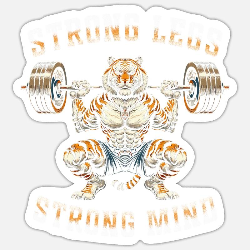 Beintraining Bodybuilder Strong Legs Strong Mind - Sticker Größe S (10 x 10 cm) - Mattweiß