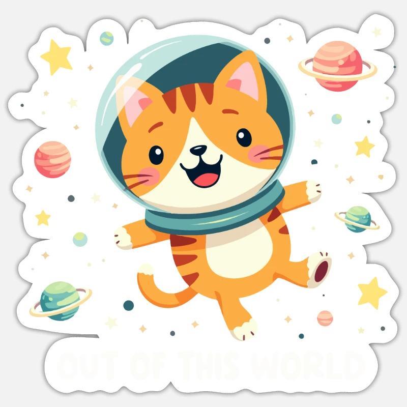GALAXY SPACE CAT - Sticker size S (10 x 10 cm) - white matte