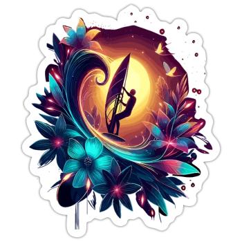 Surfer Windsurfing Enthusiasten - Sticker Größe S (10 x 10 cm) - Mattweiß - Vorne