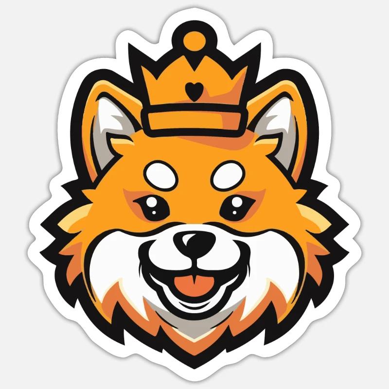 Couronne de chien de Poméranie - Sticker taille S (10 x 10 cm) - blanc mat