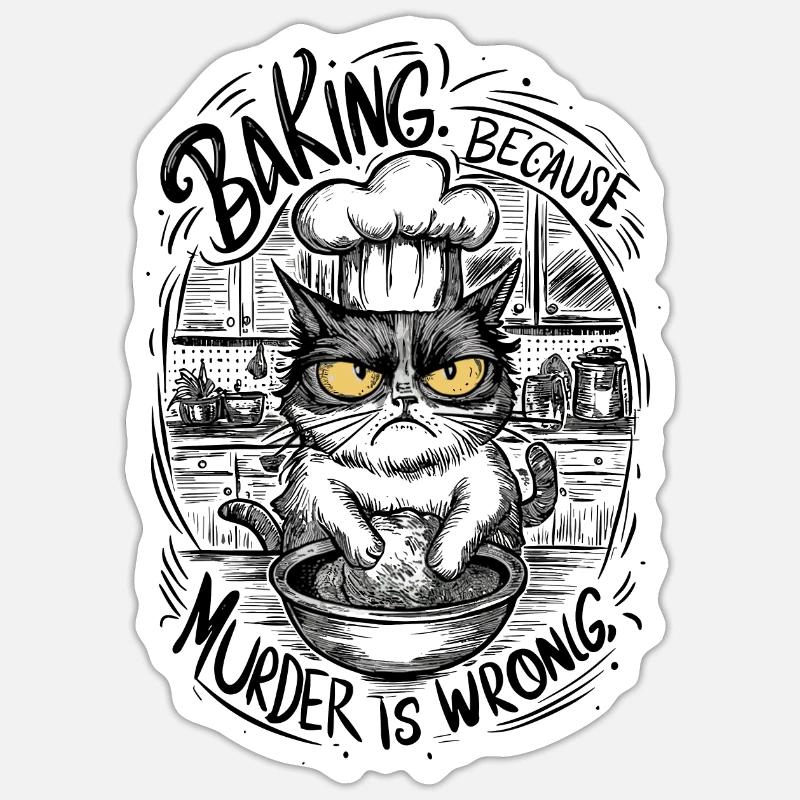 Baking Because Murder Is Wrong Sticker size S (10 x 10 cm)