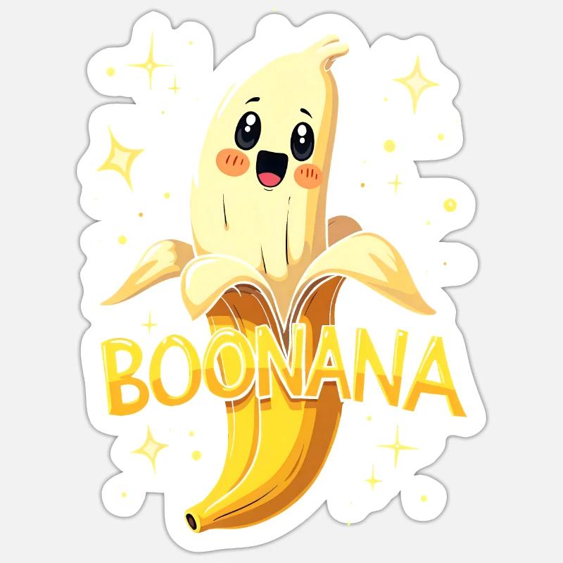 Boonana - Banane als Geist - Sticker Größe S (10 x 10 cm) - Mattweiß