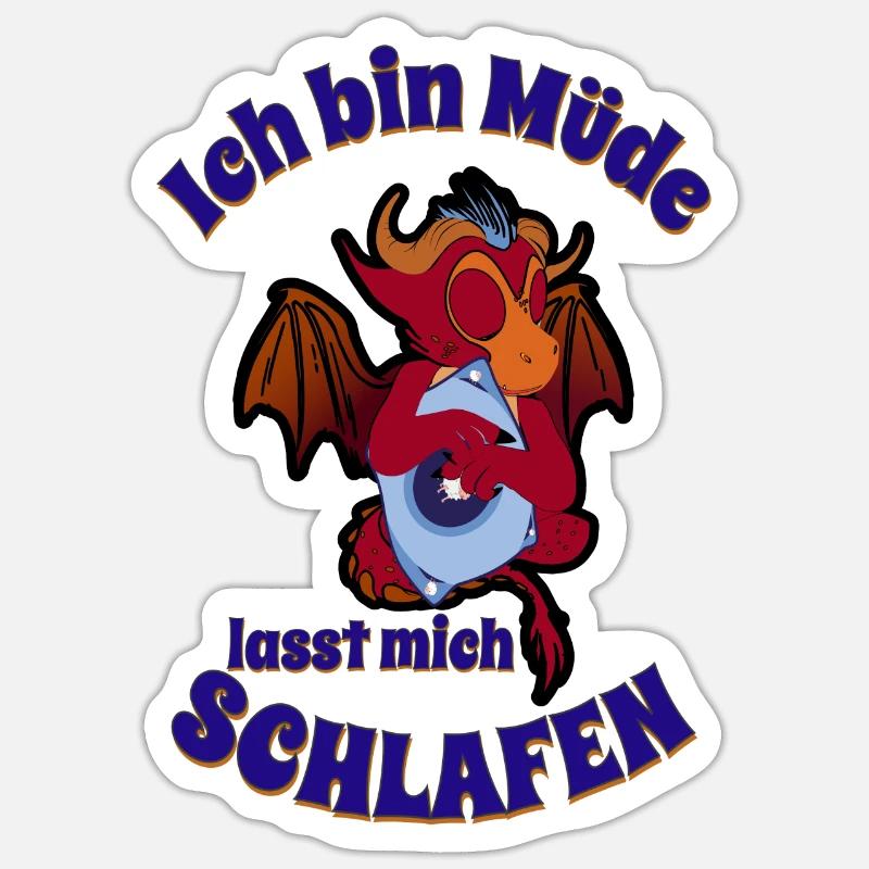 Schlafender Drache - Sticker Größe S (10 x 10 cm) - Mattweiß