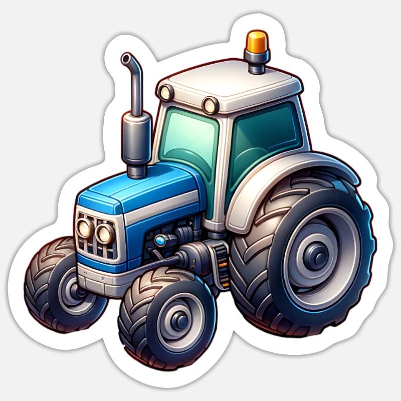 Tracteur - Sticker taille S (10 x 10 cm) - blanc mat