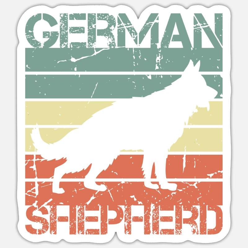 Retro German Shepherd - Sticker size S (10 x 10 cm) - white matte