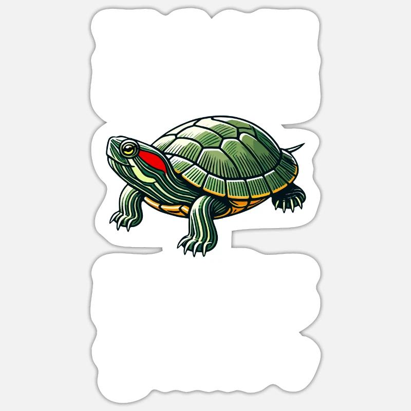 Turtle Red-eared Turtle - Sticker size S (10 x 10 cm) - white matte