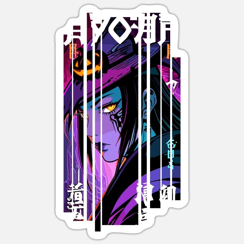 Halloween - Witch Geometric Effect Mauve - Sticker size S (10 x 10 cm) - white matte