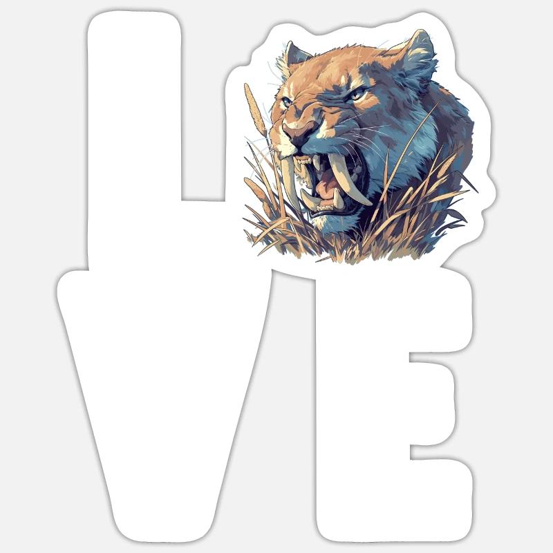Saber-Toothed Tiger Sabertooth Tiger - Sticker size S (10 x 10 cm) - white matte