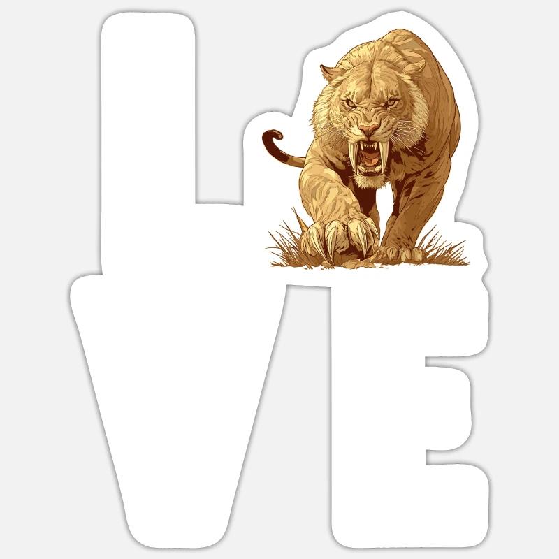 Saber-Toothed Tiger Sabertooth Tiger - Sticker size S (10 x 10 cm) - white matte