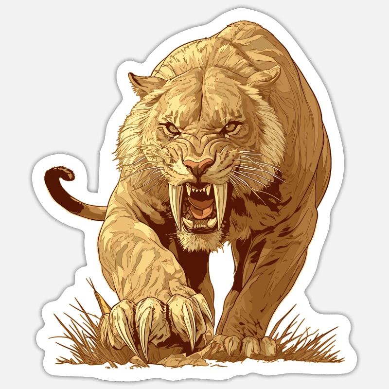 Saber-Toothed Tiger Sabertooth Tiger - Sticker size S (10 x 10 cm) - white matte