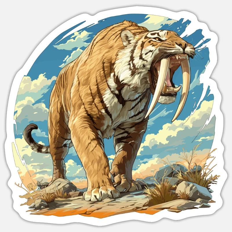 Saber-Toothed Tiger Sabertooth Tiger - Sticker size S (10 x 10 cm) - white matte