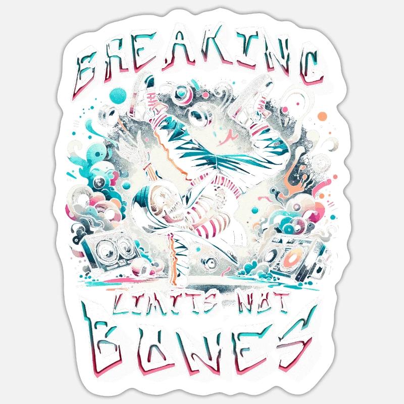 Breakdance B-boy Briser les limites - Sticker taille S (10 x 10 cm) - blanc mat