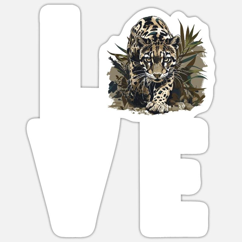 Clouded Leopard Nebelparder - Sticker size S (10 x 10 cm) - white matte