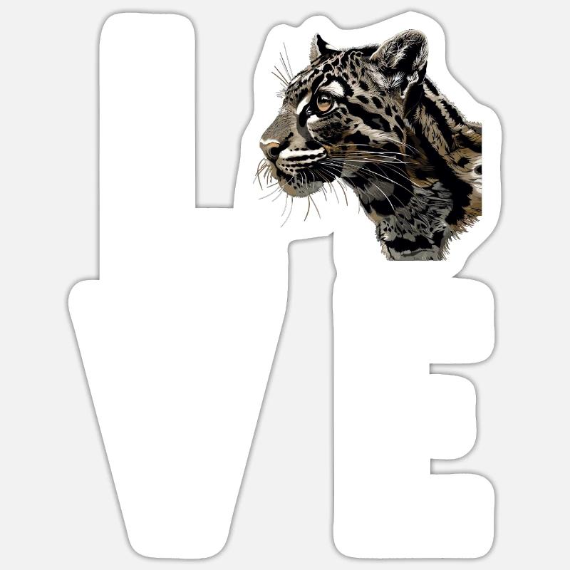 Clouded Leopard Nebelparder - Sticker Größe S (10 x 10 cm) - Mattweiß