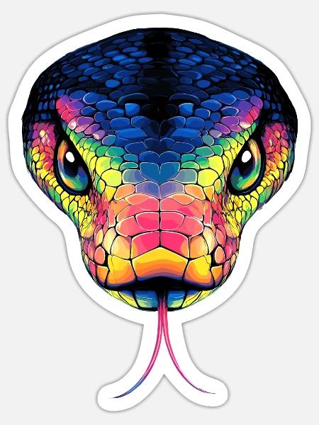 Schlange Python Kobra Mamba Klapperschlange Snake - Sticker Größe S (10 x 10 cm) - Mattweiß