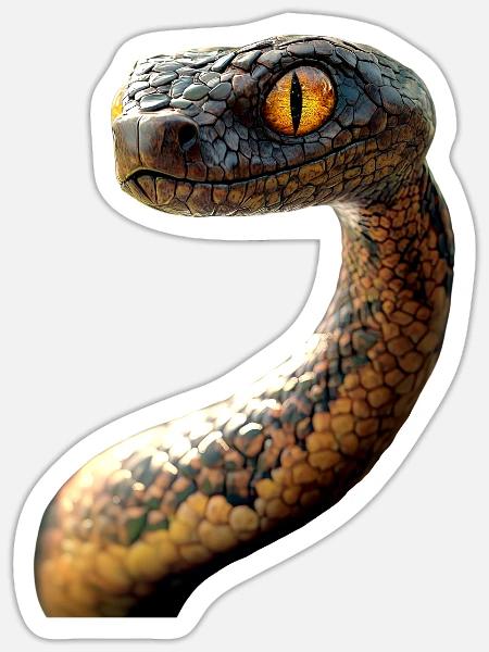 Schlange Python Kobra Mamba Klapperschlange Snake - Sticker Größe S (10 x 10 cm) - Mattweiß