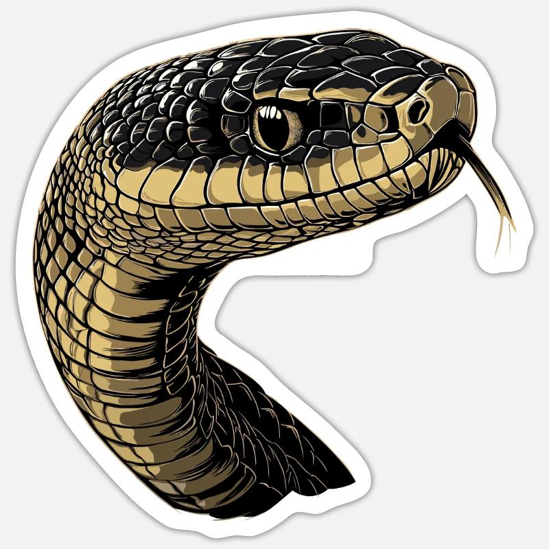 Schlange Python Kobra Mamba Klapperschlange Snake - Sticker Größe S (10 x 10 cm) - Mattweiß