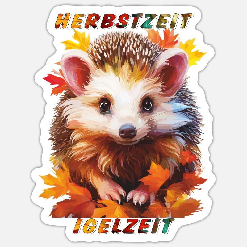 IGEL HERBSTZEIT IGELZEIT - Sticker Größe S (10 x 10 cm) - Mattweiß