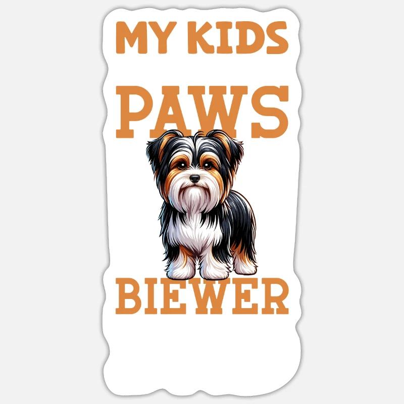 Biewer Terrier Papa - Sticker taille S (10 x 10 cm) - blanc mat