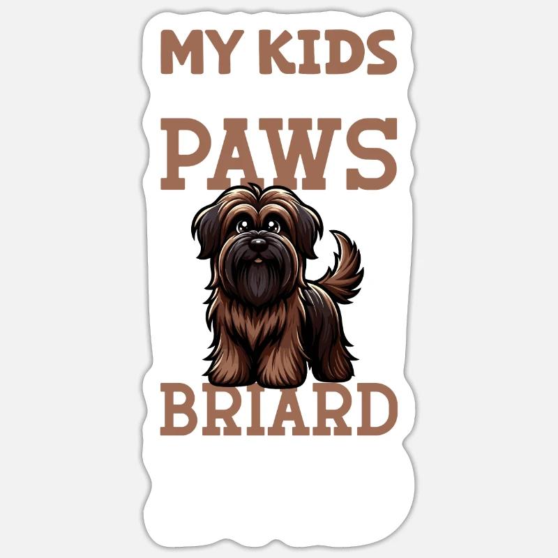 Briard Papa - Sticker taille S (10 x 10 cm) - blanc mat