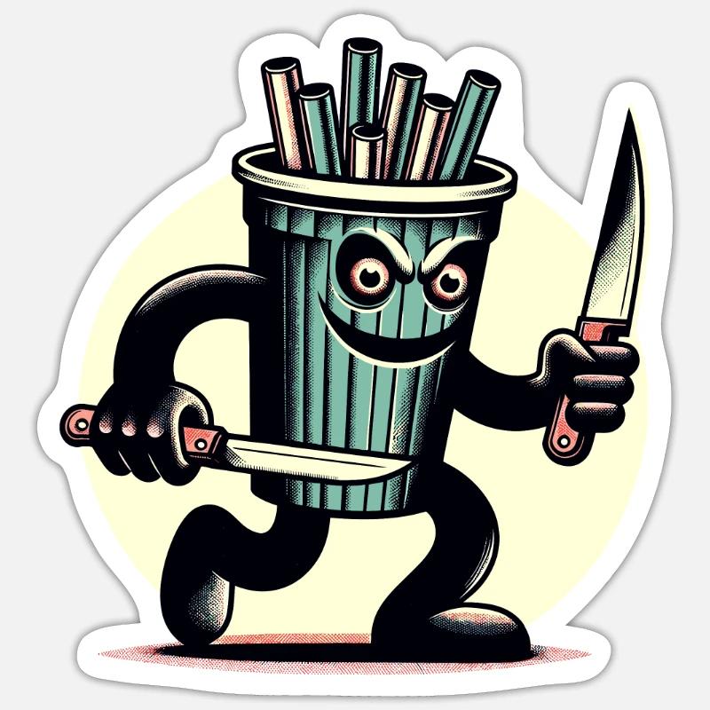 Scary Psycho Drinking Cup Boissons - Sticker taille S (10 x 10 cm) - blanc mat
