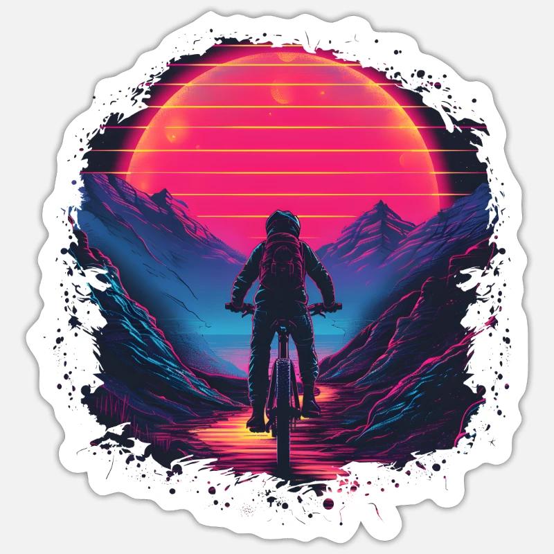 VTT Synthwave Sticker taille S (10 x 10 cm)