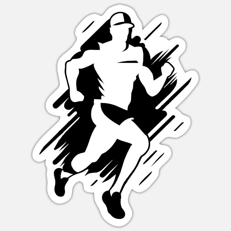Dessin de garçon marathon - Sticker taille S (10 x 10 cm) - blanc mat