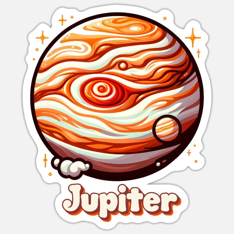 Planète Jupiter - Sticker taille S (10 x 10 cm) - blanc mat