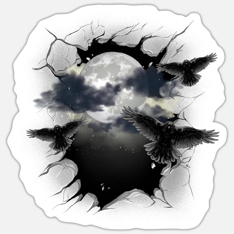 Halloween Ravens Raven Moon Full Moon Crows Sticker size S (10 x 10 cm)